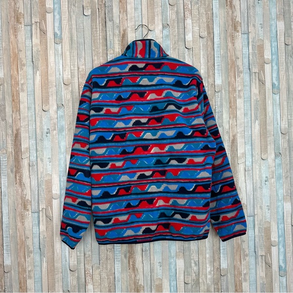 Patagonia M Synchilla Snap T Fleece Pullover Sweatshirt Jacket Delta Blue Print - Picture 4 of 10